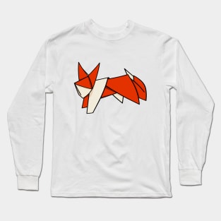 Cute Orange Origami Fox Long Sleeve T-Shirt